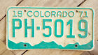 1971 Colorado License Plate-White Green Mountain-PH-5019-Vintage-Auto