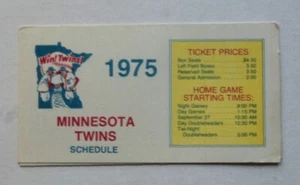 1975 Minnesota Twins Spielplan Metropolitan MET Stadium - - Bild 1 von 3