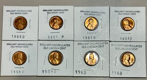 ~~ Konvolut 8 verschiedene Lincoln Cents von 1955 bis 1968 - GEM BU ~~ - Bild 1 von 17