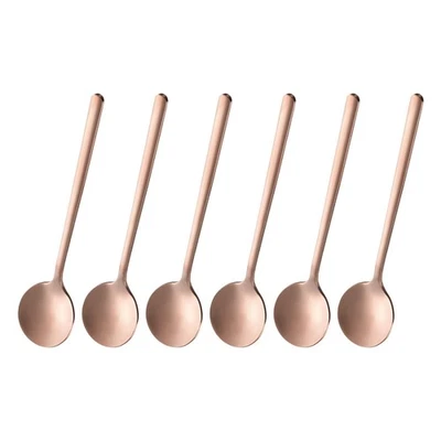 6pcs Espresso Spoons 5.1 Inch Stainless Steel Round Coffee Spoon Rose Gold Tone - Image 1 of 4