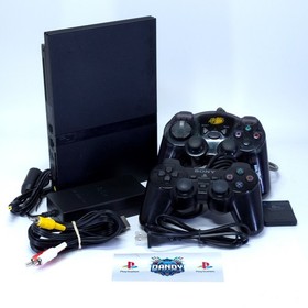 PS2 Console Slim Playstation 2 Black System W/ 2 Controllers + Memory Card
