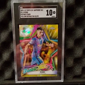 Topps Chrome Sapphire 2021 - 2022 Pedri Future Stars Yellow Refractor /99 SGC 10 - Bild 1 von 2