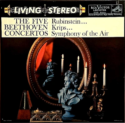 BEETHOVEN "THE FIVE CONCERTOS" (RUBINSTEIN/KRIPS) [5 LP] PREMIUM USED LP (NM/EX) - Image 1 of 2