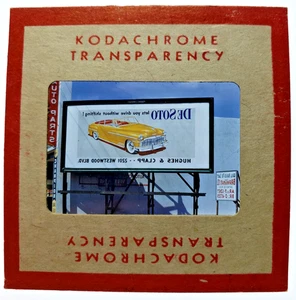 Kodachrome Red Border Slide | *1949* DeSOTO CONVERTIBLE COUPE Billboard Sign Ad - Picture 1 of 3