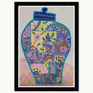 Potted Collage Framed Trendy Maximalist Decor 1 Piece Canvas Wall Art, 15" x ... - Picture 1 of 7