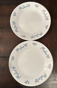 Set 2 piatti da dessert pane 6,75" foglie blu sottili Corelle vintage - Foto 1 di 5