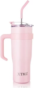 XTMZ 40 oz Tumbler Cups with Lid and Straw Stainless Steel 40 oz, Rose Pink - Picture 1 of 7