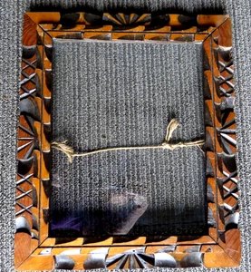 Vintage rustikaler handgeschnitzter Holz zweilagiger Bilderrahmen 11x13" Öffnung 8 x 10" - Bild 1 von 4