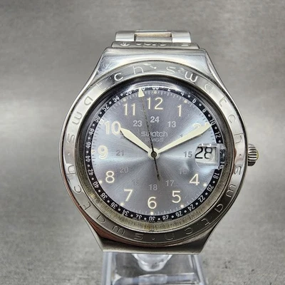 Swatch Irony Happy Joe Watch Men 37mm Gray Dial Steel Date Round New Battery CB2 - Image 1 of 4