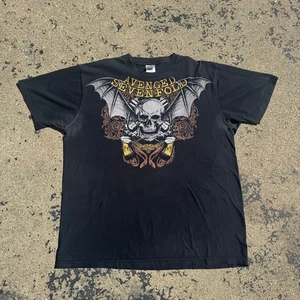 Vintage Avenged Sevenfold Band T-Shirt Gr. 2XL schwarz Totenkopf Flügel Grafik Tee - Bild 1 von 5