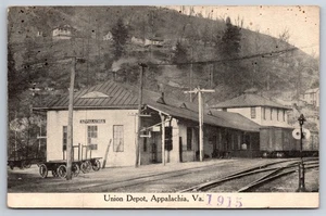 Union Depot Appalachia Virginia VA Railroad Station Wise County c1915 Postcard - Picture 1 of 2