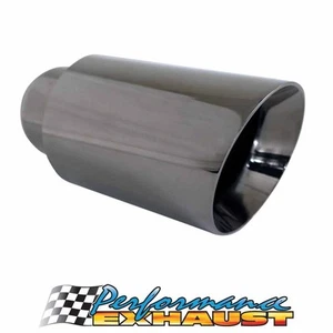 Angle Cut Inner Cone BLACK CHROME Exhaust Tip - 2.5" Inlet - 3.5" Out 6.5" Long - Picture 1 of 3