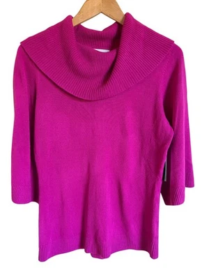 New! Knit by Hampshire Studio Barbie Pink Cowl Neck Knit Pullover Sweater Sz Med - Image 1 of 4