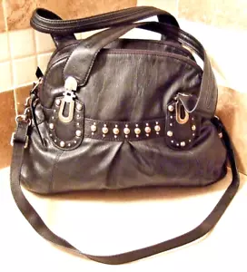 Black Silver Studded Multi Compartment Faux Leather Purse by Jessica Simpson - Picture 1 of 24