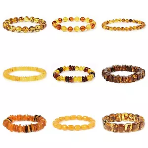 Amber Honey Wax Energy Beads Bracelet Reiki Crystal Heal Stretchable Bracelet 7" - Picture 1 of 95
