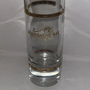 Mandalay Bay Casino Shot Glass Las Vegas Double Gold Tone Accents - Picture 1 of 9