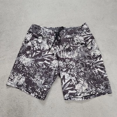 Lululemon Board Shorts Mens Size 32 Black White Palm Leaf Surf Swimming - Image 1 of 4