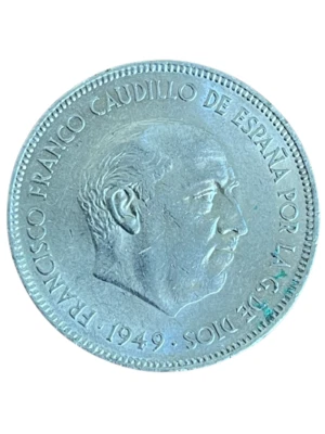 España 5 Pesetas 1949 KM# 778 Foto 1 de 2