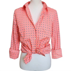 J. Crew NWT Blouse 100% Cotton Button Down Collared Coral Shirt Size 8 - Picture 1 of 1