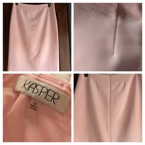 Women's Pencil Skirt KASPER Size 10 Waist 34" Pink Lined Zip Polyester Elastane - Picture 1 of 16