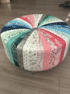 Multicolored Bright And Cheerful Tuffet/footstool With Acrylic Clear Legs - Picture 1 of 10
