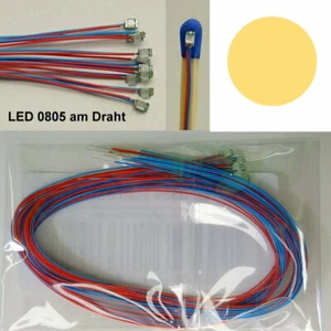 10 Stück SMD LED 0805 Warmweiss verdrahtet mit Kabel am Draht Microkabel B13/2 - Bild 1 von 1