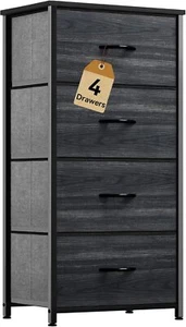 DWVO 4-Drawer Fabric Dresser Storage Tower with Steel Frame & Wood Top for Bedro - Picture 1 of 7