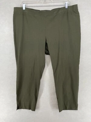 Pantalones EILEEN FISHER 2x Lavables Elastizados Crepé Ajustados Recortados Cintura Elástica Verde Foto 1 de 4