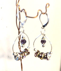 earrings amethyst crystal earrings 925 stamped - Picture 1 of 1