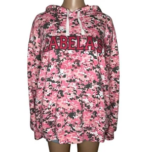 Cabela’s Pink Camouflage Embroidered Logo Long Sleeve Pullover Sweatshirt Hoodie - Picture 1 of 6