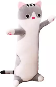 Long Cat Plush Pillow, Cute Kitten Body Pillow for Kids (Gray, 19.68 Inch) - Picture 1 of 7