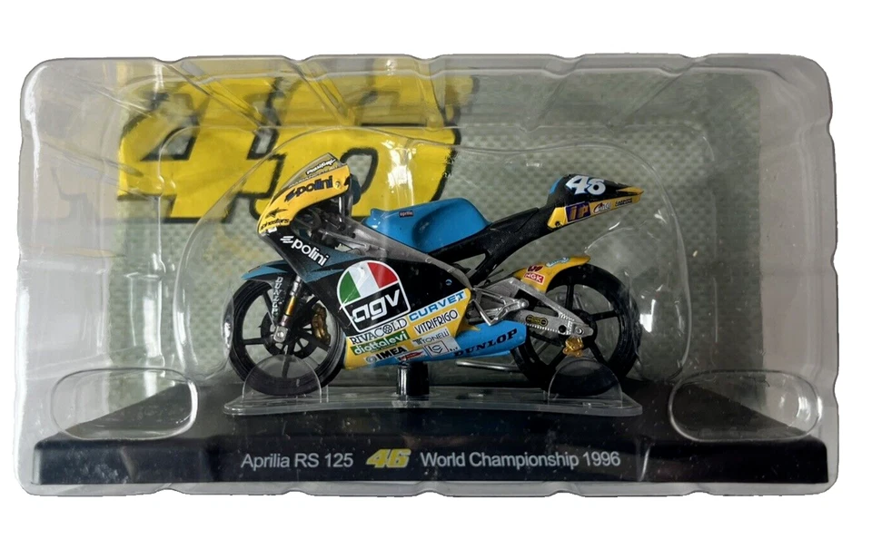 Panini 1/18 Valentino Rossi Aprilia RS125 World Champion MOTO GP Bike #46 - Image 1 of 4