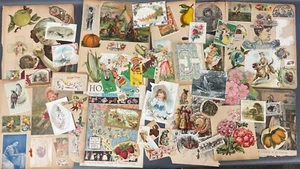 Antiguo álbum de recortes suelto de la era victoriana restos de páginas de frutas de la década de 1890 animales - Imagen 1 de 6