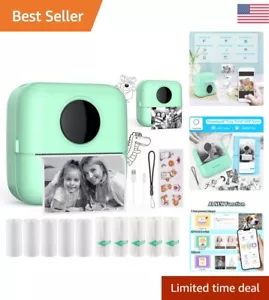 Pocket Inkless Thermal Printer with 11 Rolls Thermal Paper - Bluetooth Portab... - Picture 1 of 10