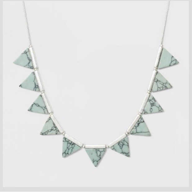 Universal Thread Women's Triangle Stone Semi Precious Necklace Turquoise 18"