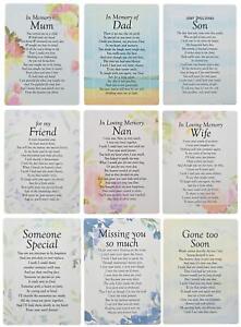 Graveside Memorial Cards Loving Memory Remembrance Mum Dad Wife Sister Brother