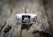 Size 12 - Wolf Ring • Navajo Handcrafted • 925 Sterling Silver • Native...