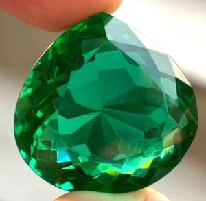 AAA+ 67.85 Ct. Large Green Emerald Colombian Beautiful Pear Cut Loose Gemstone - Picture 1 of 9