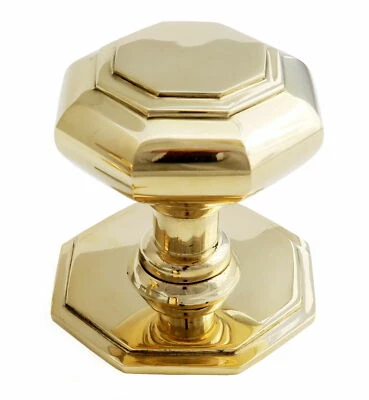 Small Solid Brass Octagonal Centre Door Knob (7cm) - Image 1 of 4