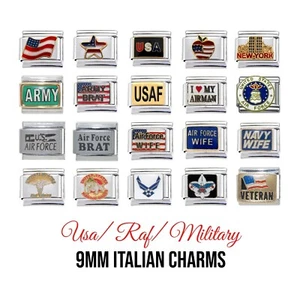 USA Military 9mm Italian Charm - Fits 9mm classic Italian charm bracelets - Picture 1 of 4