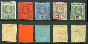 British Straits Settlements Ed VII # 93 95 97 100 102 MH CV $63.75 - Picture 1 of 4