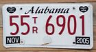 Alabama expired 2005 Semi Trailer - Red Numbers - License Plate ~ 55TR 6901
