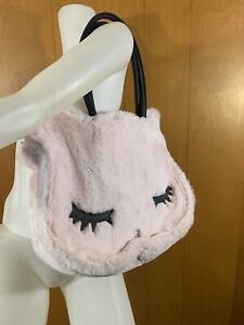 Betsey Johnson Pink Furry Fuzzy Kitty Cat Face Shaped Shoulder Bag Purse Handbag