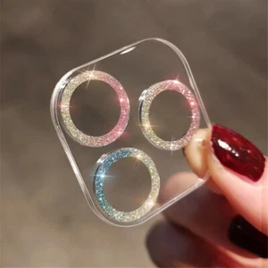 For iPhone 16 15 14 Pro Max Glitter Camera Lens Cover Tempered Glass Protector - Picture 1 of 27