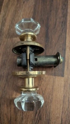 Perilla de puerta de paso EMTEK vintage cristal diamante usada funcionando Foto 1 de 4