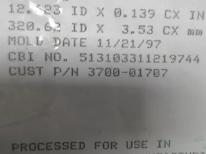 ORING 12.623 ID X 0.139 CX IN, 320.62 ID X 3.53 CX MM - Picture 1 of 2