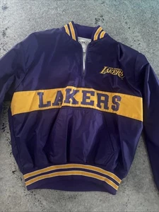 Giacca Pullover Vintage Los Angeles Lakers Uomo M 1/4 Zip / Con Tasca Frontale. DeLong - Foto 1 di 8
