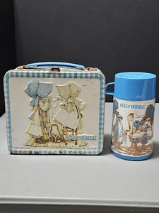 Holly Hobbie Metal Lunch Box Thermos By Aladdin Made in USA 1979 Holly Hobbie - Picture 1 of 22