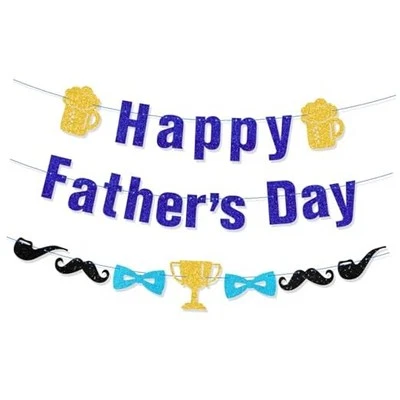 Banner Pre-Encordado Feliz Día del Padre para Papá, Saludos Día del Padre Fiesta Azul Foto 1 de 4