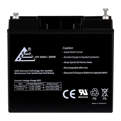 12V 20AH SLA AGM Battery replaces 51814 6fm17 6-dzm-20 6-fm-18 lcx1220p - Image 1 of 4